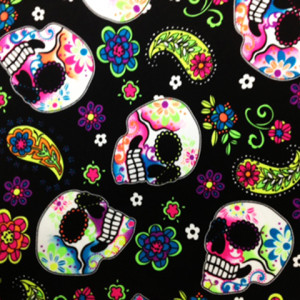Colorful Skulls on Black Print | Sugar Skulls