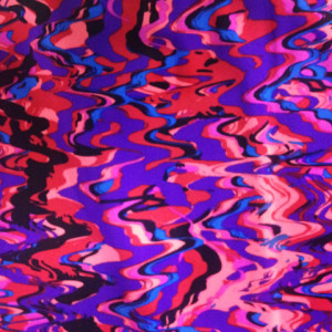 black, purple, red, pink, blue. melted-paint-chevron-spandex-print