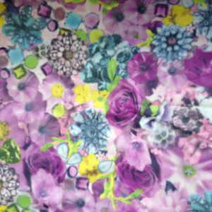 Dark Floral Print on Stretch