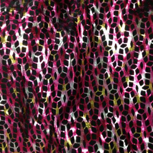 Diamond Fabric | Colorful Silver Foil on Black Stretch