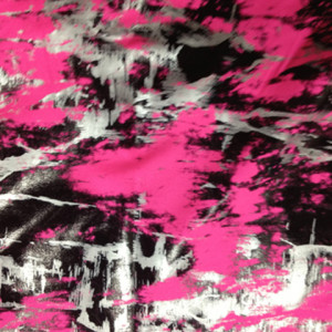 Abstract Graffiti Print Spandex black-silver-foil-chaos-pattern-hot-pink-fabric