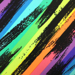 Neon Rainbow Streak Spandex| Rainbow Paintbrush Stretch Fabric