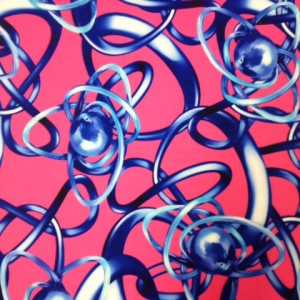 Blue Tangled Lines on Hot Pink Spandex | Tangle