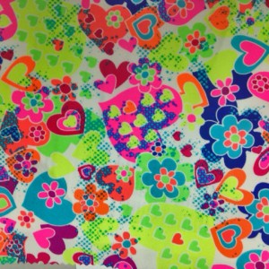 Graffitit red hearts on tricot spandex