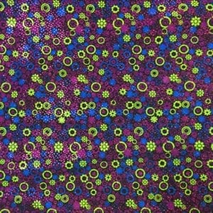 Floral Foil Printed Spandex | Bubble Flowers