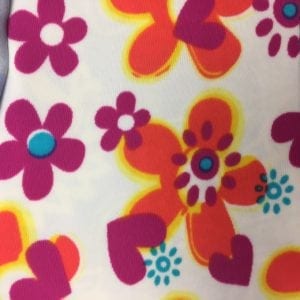 Bright Florals and Hearts printed spandex